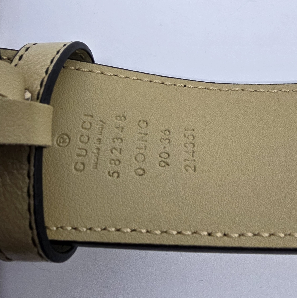 Gucci Calfskin Striped Textured Double G Belt - Picture 13 of 13